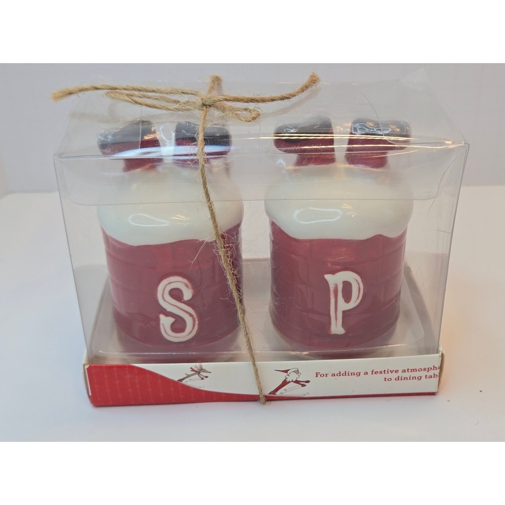 Oh What Fun Santa Chimney Salt and Pepper Shaker Set Ceramic Christmas Decor NEW